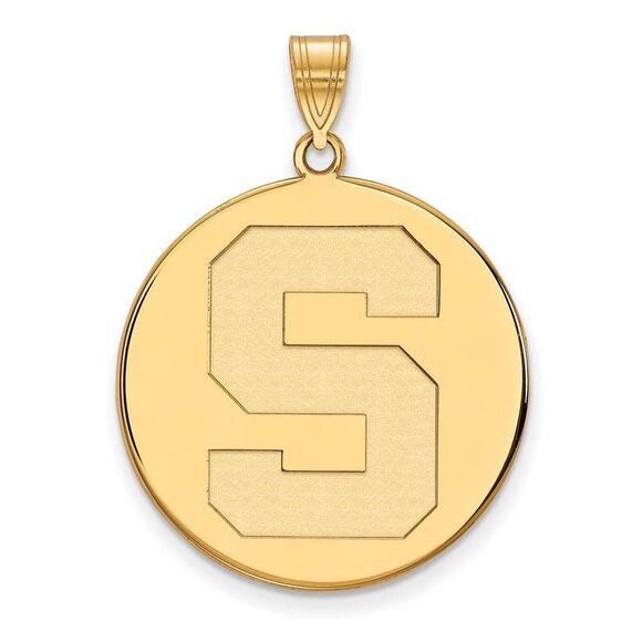 14k Yellow Gold Michigan State XL Initial S Disc Pendant
